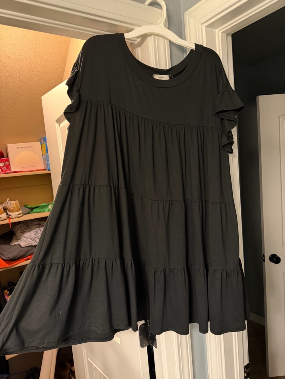 Entro Black Tiered Ruffle Sleeve Dress